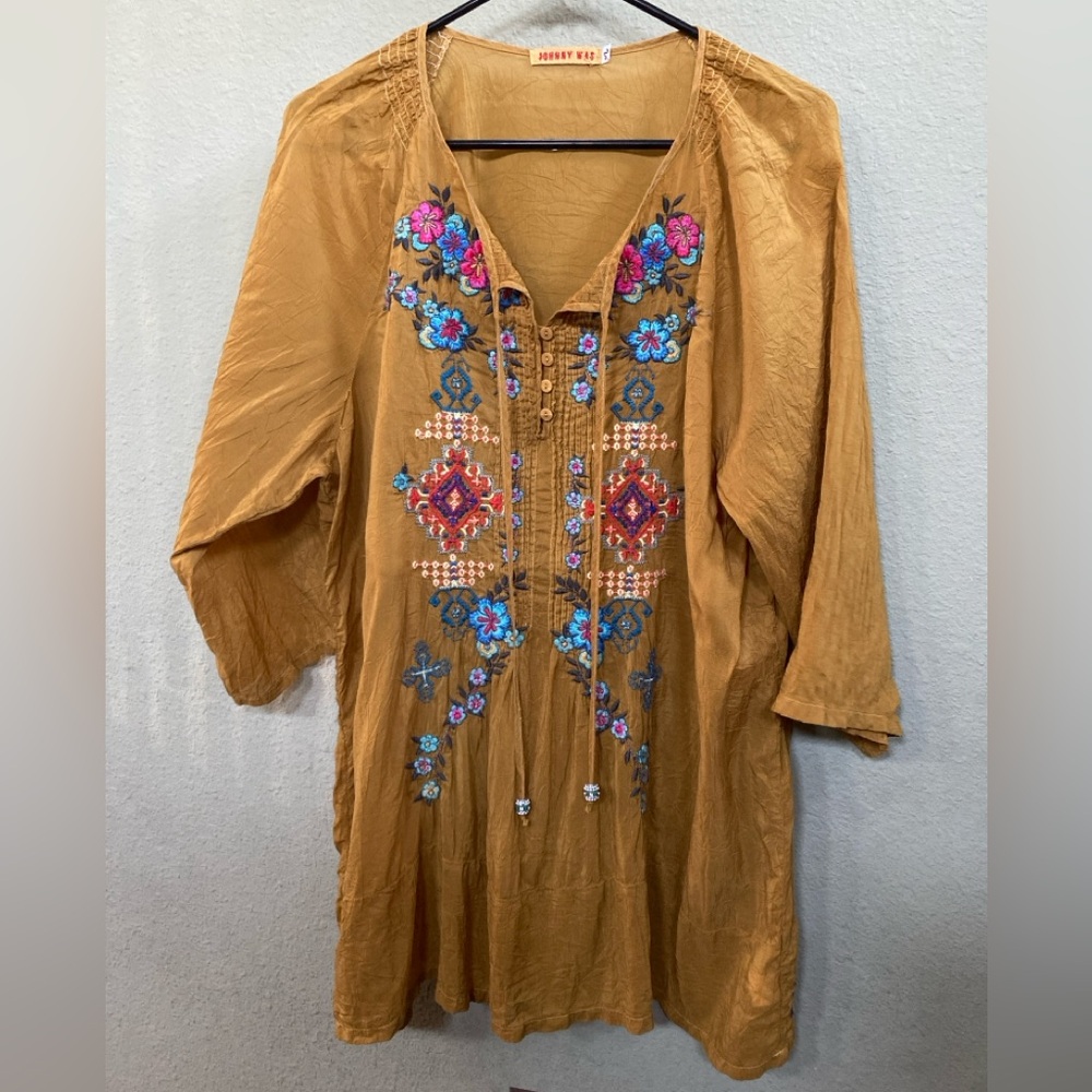 Johnny Was Sheer Tunic Blouse Good Used Condition - Size XL